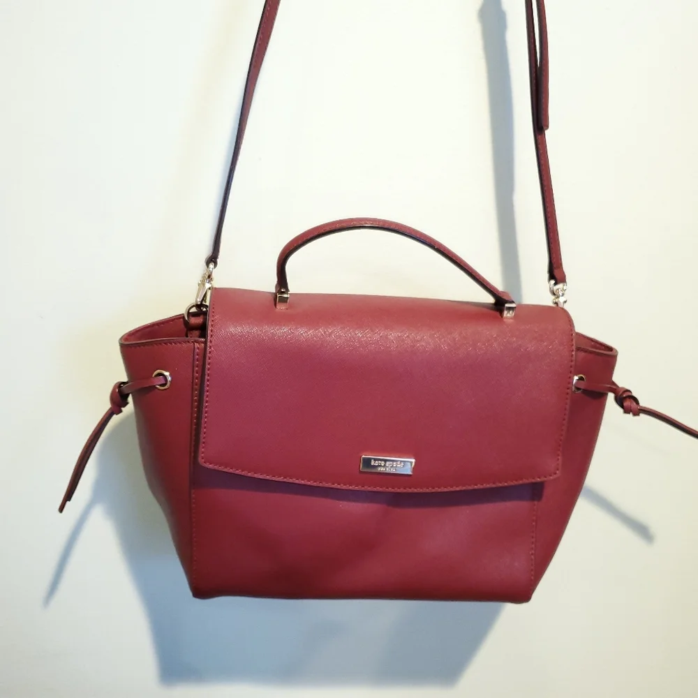 Kate Spade Lilah Laurel Burgundy Leather Satchel